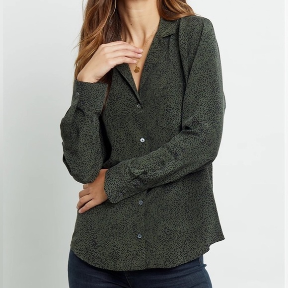 Rails Rebel Long Sleeve Blouse in Olive Speckled - Size Large - Picture 1 of 9